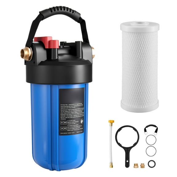 KFFKFF Water Purification Unit for RVs, Drinkable Water Filter Mechanism with Exchangeable Cartridge for Camping Enthusiasts, Eliminates Impurities, Chlorine, Unpleasant Flavors, Smells