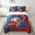 thumbnail image 2 of jejeloiu Baseball Game Lovers 7-Piece Bedding Comforter Set,Ball Sport Helmet King Bedding Sets,Red Blue Bed Sheets For Kids,Luxury Bedroom Decor Reversible, 2 of 8