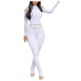 thumbnail image 1 of AherBiu Workout Bodysuits for Women Long Sleeve Slim Stretchy Comfy Rompers Cold Shoulder Skinny Jumpsuit, 1 of 6