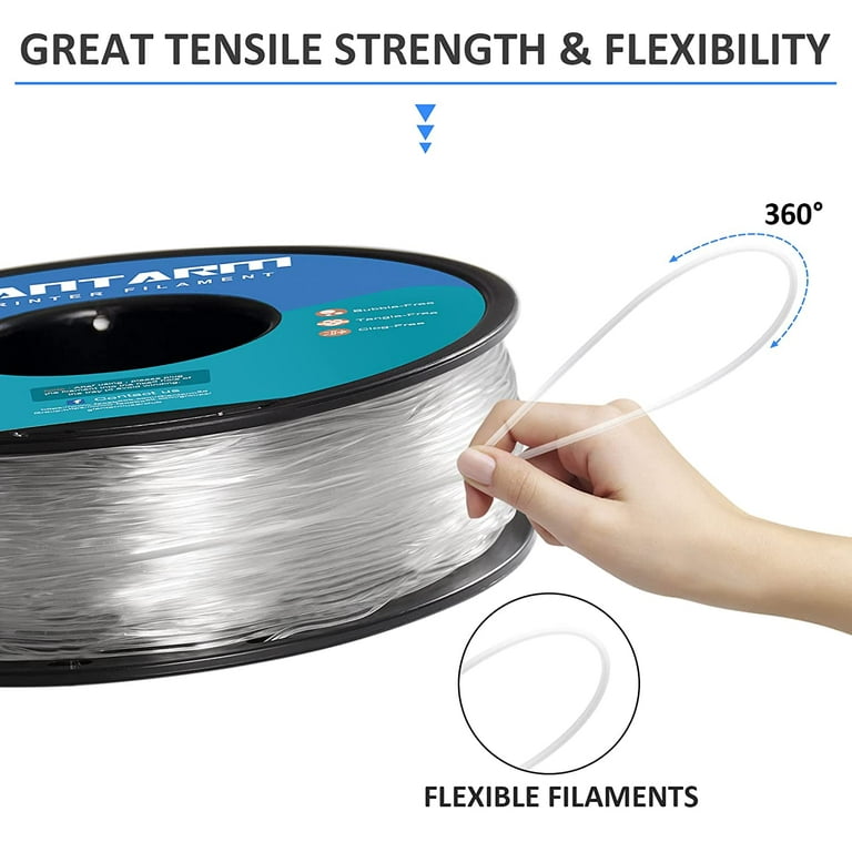 GIANTARM TPU Filament 1.75mm Flexible Soft 3D Printer Consumables Grey,95A  1kg Spool (2.2 lbs.), Dimensional Accuracy +/- 0.05 mm