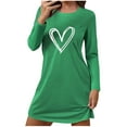 thumbnail image 2 of Sakmal Women Moomoo Nightgowns Soft Plus Size Short Green Night dress Long Sleeve Heart Print Nightgowns for Women, 2 of 6