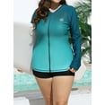 thumbnail image 4 of Sociala Women's Plus Zipper Rash Guard Long Sleeve Color Block Swim Shirt UPF 50+ Swimsuit Tops, 4 of 7