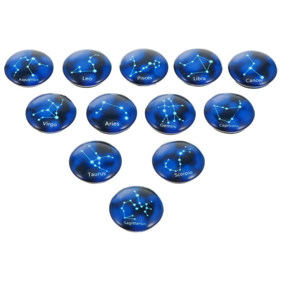 KALLORY Decorative Fridge Magnets Glass Blue For Home Decor 12Pcs 1.18X1.18X0.20In