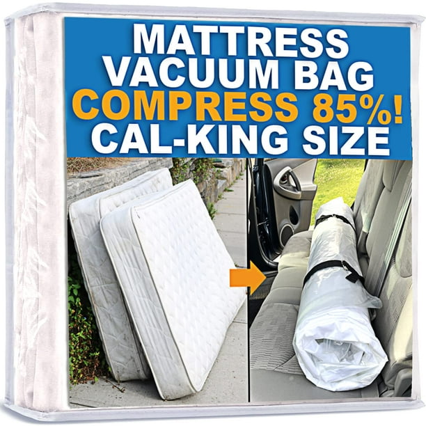Mattress Vacuum Bag, Sealable Bag for Memory Foam or Inner Spring  Mattresses, compression and Storage for Moving and Returns, Leakproof Valve  and Double Zip Seal (cal-King) 