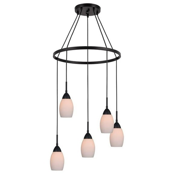 Woodbridge Lighting Venezia 5-Light Glass Chandelier in Bronze/Opal