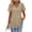 Khaki, variant on AherBiu Boho Tops for Women Eyelet Hole Stretch V Neck Short Sleeve Dressy Casual Blouse Ruffle Tunic Shirts