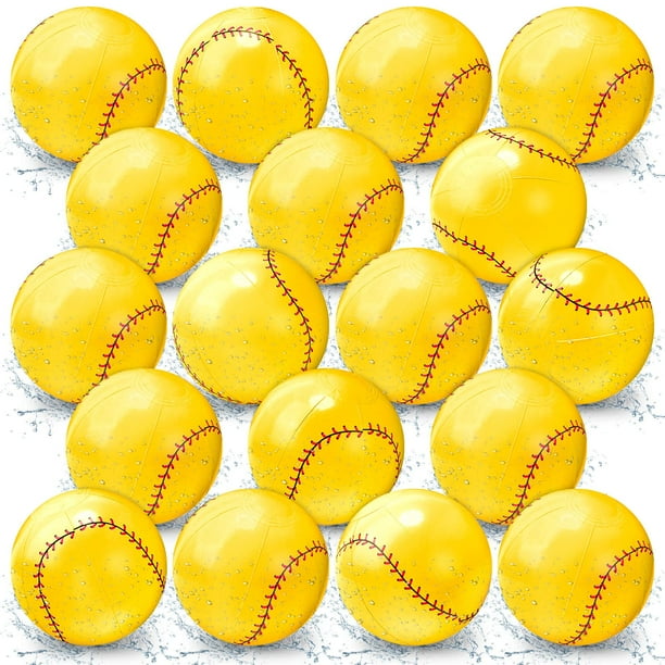 Pelotas de béisbol hinchables HydRen, PVC amarillo, 14 cm, 24 unidades