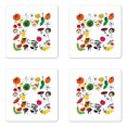 thumbnail image 1 of Vegetable Coaster Set of 4, Pepper Mushrooms Tomatoes in Doodle Style Vegan Restaurant Theme Illustration, Square Hardboard Gloss Coasters, Standard Size, Multicolor, by Ambesonne, 1 of 2