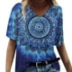 thumbnail image 2 of Pntutb moda mujer impresión cuello en V camiseta manga corta Casual camiseta tops blusa Pntutb Pntutb-4802, 2 of 5