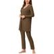 thumbnail image 2 of Pijama de punto para mujer Ropa de dormir casual Pantalones Shrug Cardigan 3ps Lounge Set Small Brown, 2 of 4