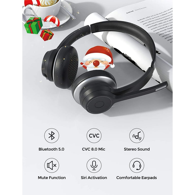 Bluetooth Headset V5.0,CVC8.0 Dual Mic Noise Cancelling Bluetooth