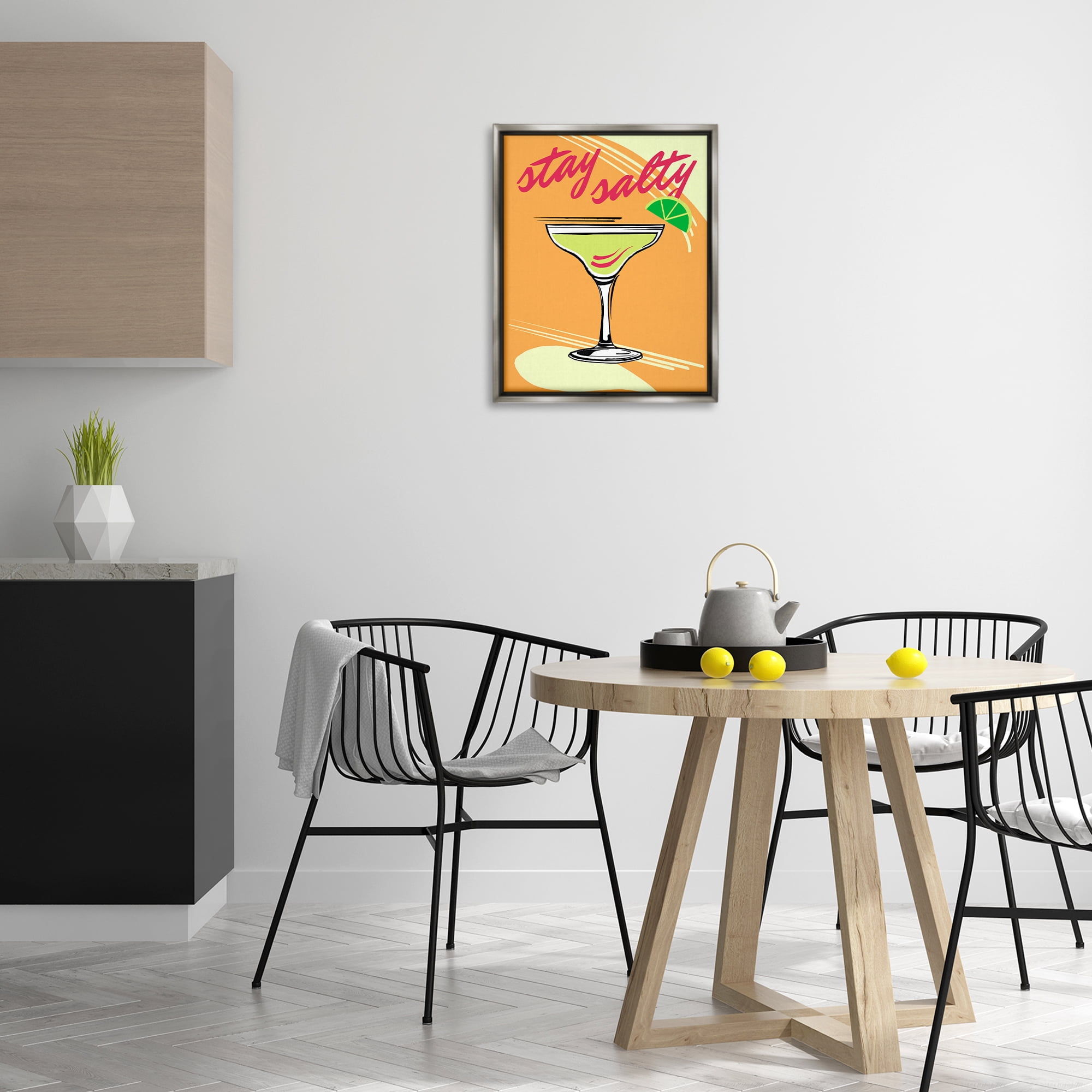 Stupell Industries Stay Salty Margarita Food & Beverage Painting Gray Floater Framed Canvas Art Print Wall Art, 17 x 21