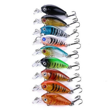 9 Pieces Mini Fishing Lures Fishing Hard Baits Hooks Crankbaits Fishing Lures Baits Topwater Lures for Freshwater Saltwater Trout Bass Perch Fishing Lures with Box