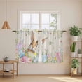 thumbnail image 2 of Easter Kitchen Curtain for Berdoom Living Room Cafe 45 Inch Length, Vintage Spring Bunny Eggs Farmhouse Floral Leaves Tiers Curtains Light Filtering Drapes Window Treatment 2 Panels 52"Wx45"L, 2 of 8