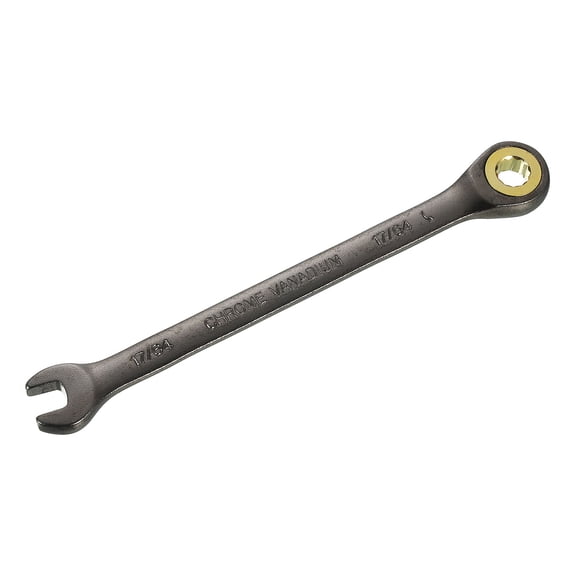 Uxcell 17/64" Ratcheting Combination Wrench SAE 90 Teeth 12 PT Ratchet Spanner