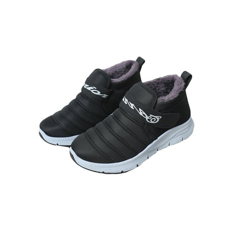 

Daeful Ladies Non Slip Plush Lining Winter Shoes Work Breathable Bootie Outdoor Comfort Ankle Boot Black 7.5