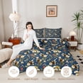 thumbnail image 3 of Erosebridal Retro Bee Twin Comforter Sets,Bohemian Flower Bedding Set,Navy White,Reversible,2pcs,1 Comforter and 1 Pillowcase, 3 of 7