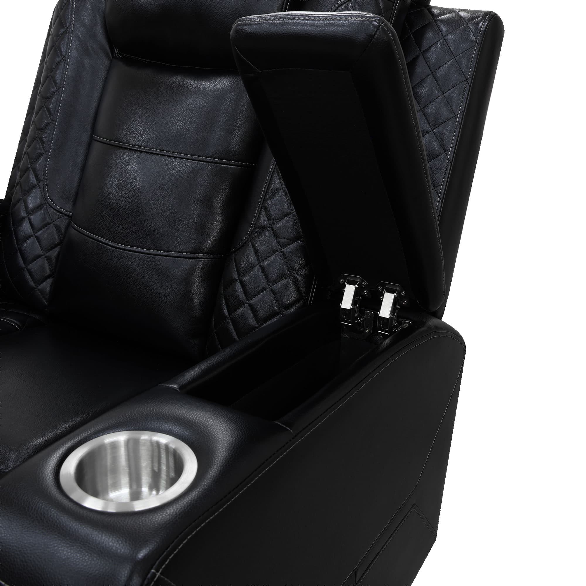 MAYEERTY Power Reclining Loveseat, Electric 2-Seat Leather Recliner with USB Charging, Storage & Cup Holders for Living Room, Black