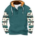 thumbnail image 2 of Jinhomg Mens Vintage Pullover Hoodie Dressy Casual Western Cowboy Hooded Sweatshirt Thermal Comfy Fleece Lined Long Sleeve Tops with Pocket Green XXL, 2 of 5