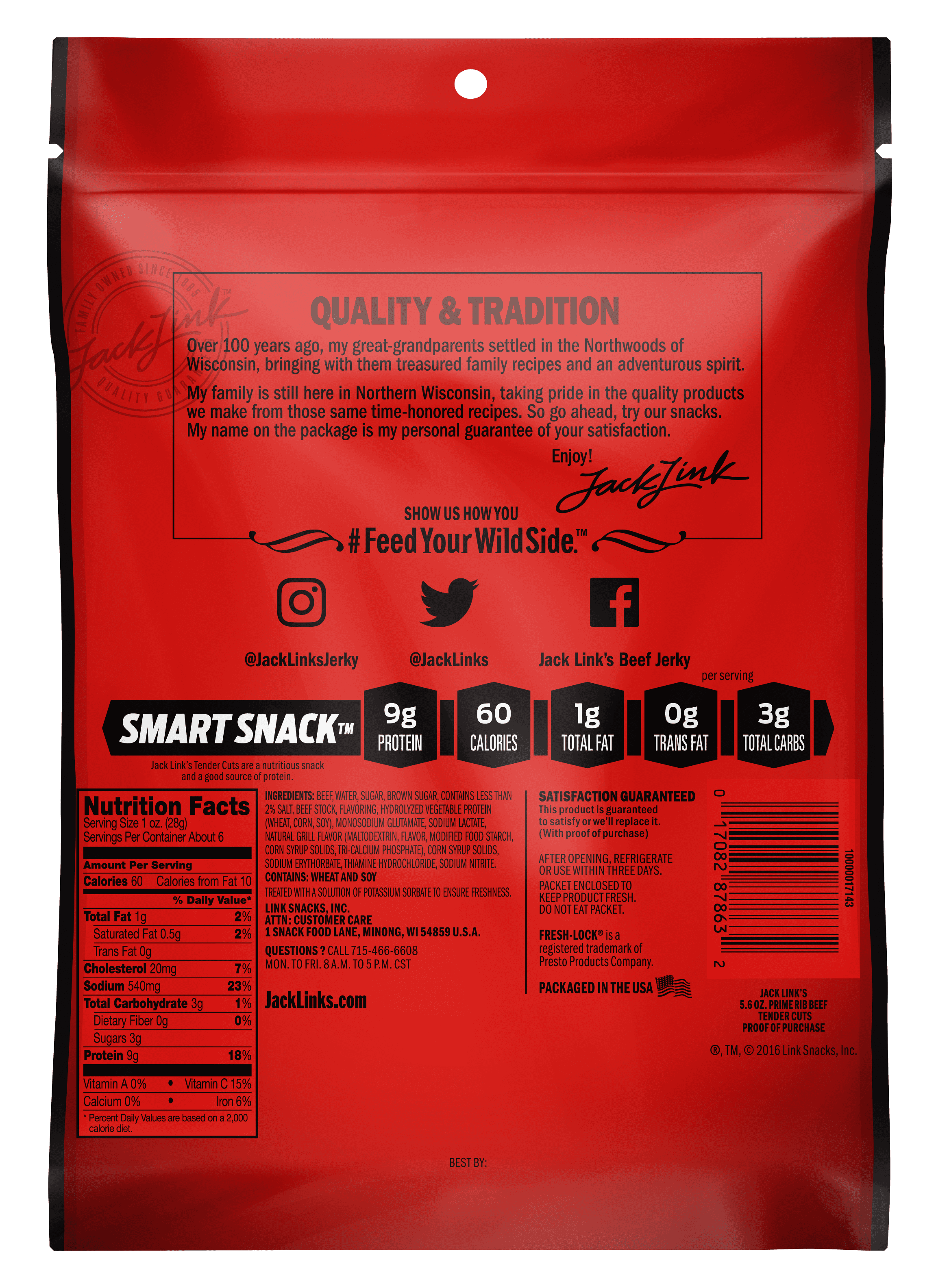 Jack Link's 100% Tender Cuts Prime Rib Seasoning 5.6oz Resealable Bag