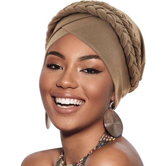 African Women Turban Caps Beanie Twist Headscarf Pre-Tied Double Twisted Braid Hair Cover Wrap Hat Chemo Cancer Cap