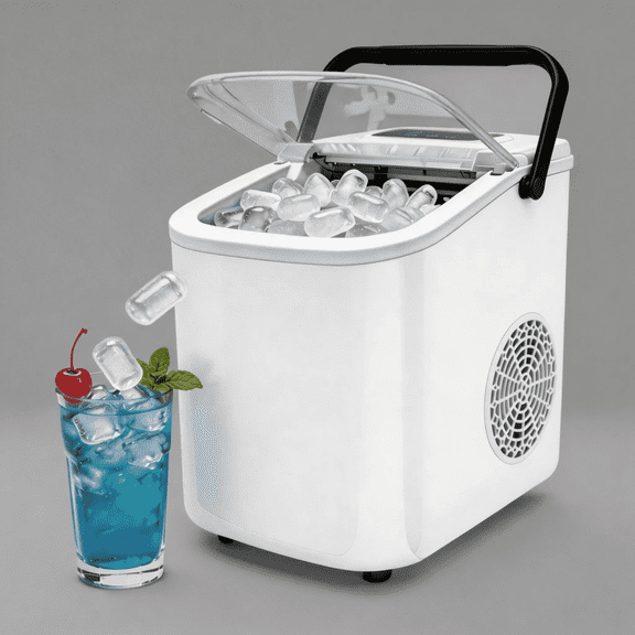 Portable Ice Maker Machine, Fast 6-Minute Cycle and Self-Cleaning Function