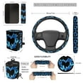 thumbnail image 5 of Uorisanigo Set of 15 Car Seat Cover Full Set with Blue Heart Flower Butterfly Steering Wheel Covers Seatbelt Cover Cup Holders Garbage Can Air Vent Organizer Bag Mirror Cover Keychain Fit Sedan SUV, 5 of 7