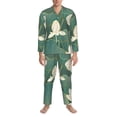 thumbnail image 3 of Lsque Lotus Golden Line Pattern Long Sleeve Pajama Set for Men - Soft 2-Piece Sleepwear and Loungewear Set with Pockets, Comfy Nightwear-X-Large, 3 of 7