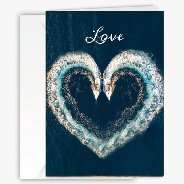 Tarjeta de felicitación 90210 Exotics Love Boats en forma de corazón, 5 x 7 pulgadas, con sobre