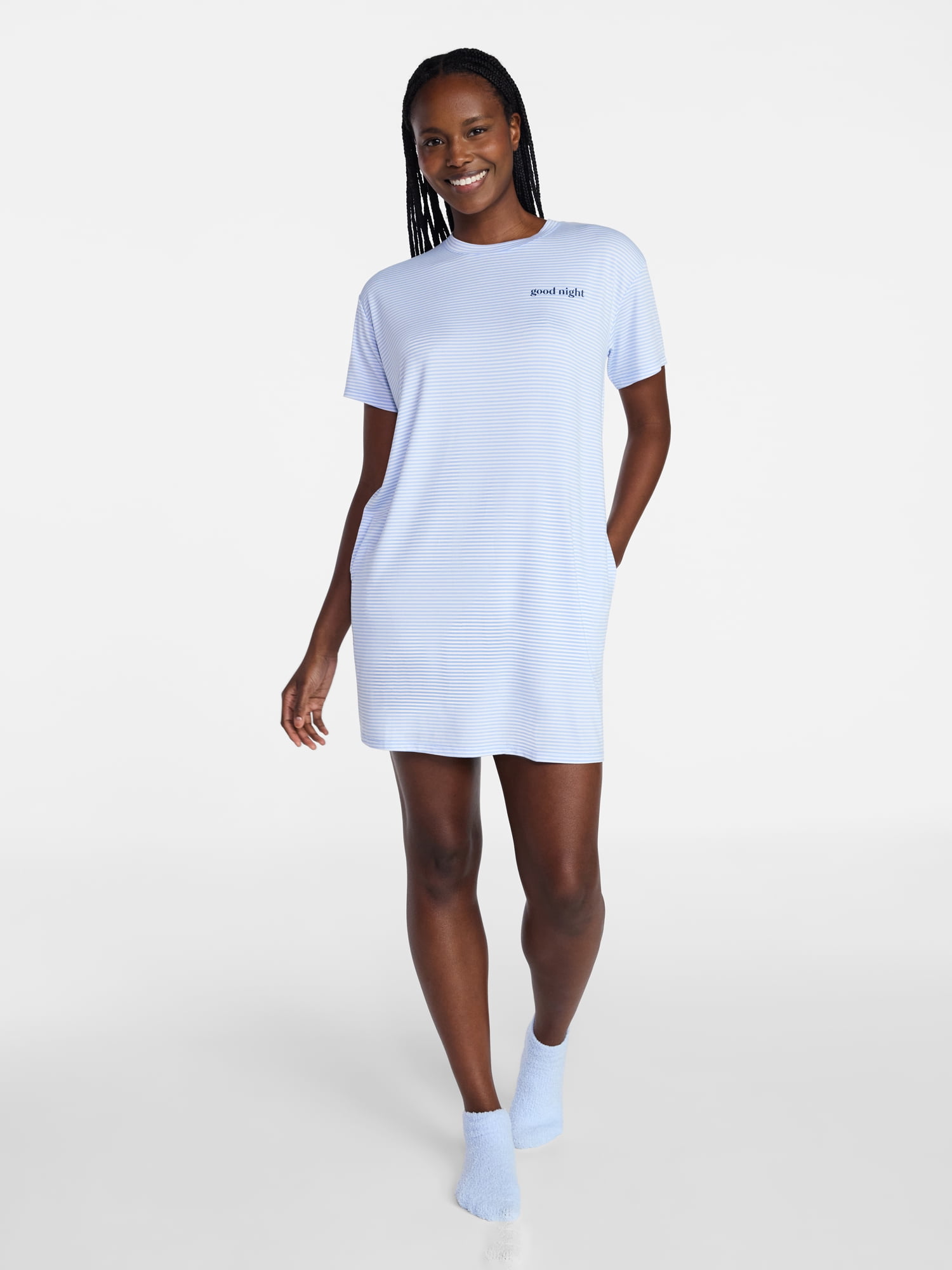 Joyspun Women's Dreamy Soft Collection Short Sleeve Sleepshirt, Sizes S/M-2X/3X