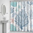 thumbnail image 6 of Summer Ocean Life Bathroom Shower Curtain, Marine Coral Starfish Line Waterproof Washable Soft Bath Curtain for Bathtub Decor with 12 Hooks&Grommet, 72x72 Inch, 6 of 9