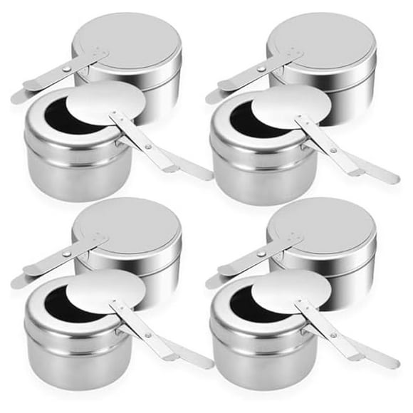 8pcs Chafing Fuel Holder,Stainless Steel Chafe Wick Fuel Holder with Cover,Heat Box H6564