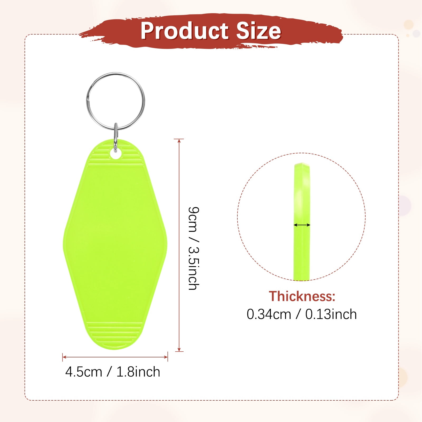 Blank Hotel Keychain Tags [60PCS] - Plastic Rhombus Blank Motel Keychain for Luggage Labels [Bright Green] Vintage Key Tags
