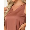 thumbnail image 4 of DARING DIVA Women's Satin Tank Top Silky Basic V Neck Sleeveless Blouse M Brick Red, 4 of 6
