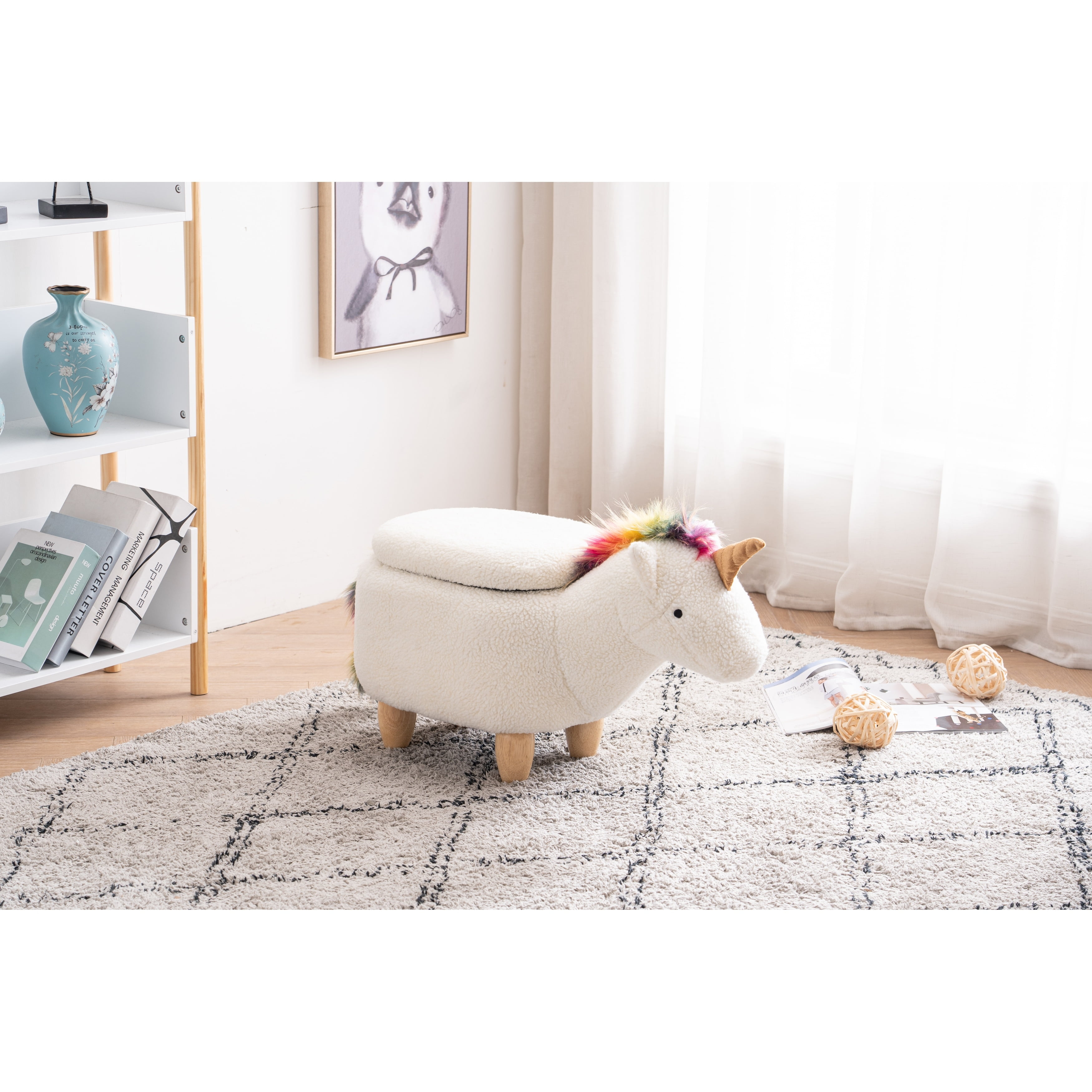 Uma the Unicorn Storage Upholstered Kids Ottoman