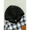 thumbnail image 4 of Diconna Toddler Baby Boy Fall Winter Clothes Long Sleeve Hooded Sweatshirt Tops Long Pants Casual 2PCS Outfits Black 6-12 Months, 4 of 7