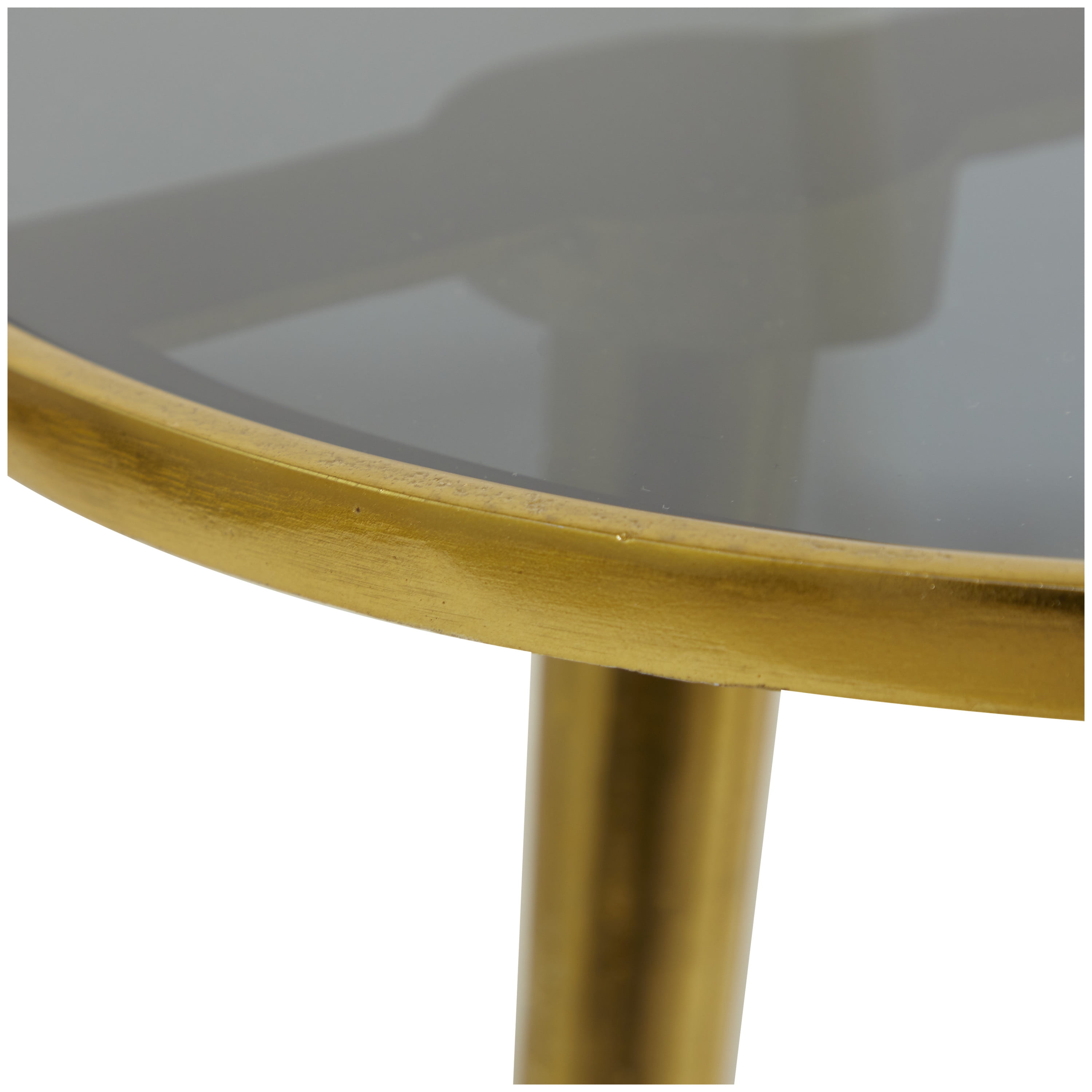 DecMode Contemporary Aluminum Round Accent Table with Tripod Legs and Polished Gold Finish, 15"W x 22"H