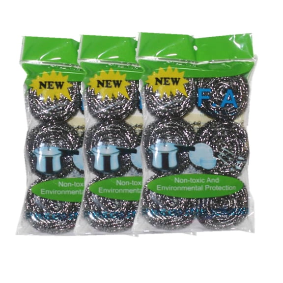 3Pack Metal Scrubber For Pots And Pans - Stainless Steel Scrubber Scrubbing Scouring Pad Sponges Clean Dishes Ovens and Broiler Rack Steel Wool Pads 18Pcs