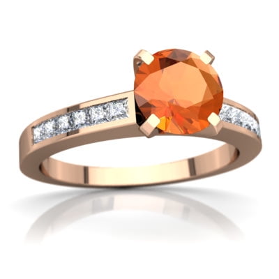 Fire Opal Channel Set Ring in 14K Rose Gold by