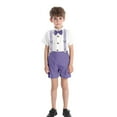 thumbnail image 2 of Fgnfyis Boys Outfits Toddler Boys Short Sleeve Solid T Shirt Tops Suspenders Shorts Kids Elegant Gentleman Attire for Casual and Outdoor Activities Purple 7-8 Years, 2 of 4