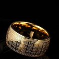 thumbnail image 2 of Anillos de acero inoxidable con amuleto chino punk simple de 11 mm de ancho y runas de mantra para hombres, joyería, 10, oro, 2 of 5