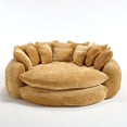 thumbnail image 6 of AENKYO 81" Oversized Double Loaf Sofa Bed for 2, Fluffy Cloud Round Chaise Lounge Chair with Memory Foam & 14 Pillows, Upholstered Deep Seat Daybed for Living Room, Bedroom, Yellow, 6 of 8