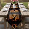 thumbnail image 6 of Deer Bear Table Runner Linen Burlap Table Runner 90 Inches Long Rustic Forest Sunset Pine Tree Natural Landscape Dresser Scarves for Kitchen Island Coffee Dining Room Party Holiday Decor 13"x90", 6 of 8