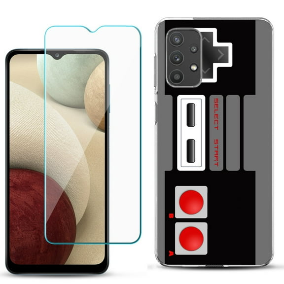 Slim-Fit TPU Phone Case compatible with Samsung Galaxy A32 5G, with Tempered Glass Screen Protector, by OneToughShield ® - Game Controller