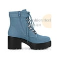 thumbnail image 3 of BLISSFUL STEP Round Toe Platform Chunky Heels Combat Boots for Women, 3 of 6