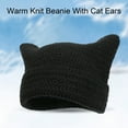 thumbnail image 3 of UDIYO Crochet Hats for Women Handmade Knit Cat Ear Beanie Hat Winter Fox Hat Slouchy Vintage Goth Grunge Beanies, 3 of 7
