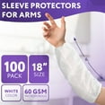 thumbnail image 2 of White Arm Sleeves, 18 Inches. 50 Pack Disposable Sleeve Protectors for Arms. 60 GSM Microporous Waterproof Sleeve for Arm. Unisex Disposable Protective Sleeves for Arm, 2 of 7