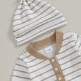 thumbnail image 5 of Bagilaanoe Newborn Baby Girl Boys Fall Jumpsuit Stripe Print Long Sleeve Bodysuit + Hat 3M 6M 12M 18M Infant Casual One Piece Romper, 5 of 7