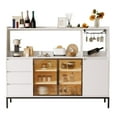 thumbnail image 7 of GZXS Multi-Functional Buffet Cabinet with 3 Drawers, Storage Hutch Shelf, Modern White Sideboard w/ Glass Doors, Goblet Holder, and Adjustable Shelf, for Dining Room, Living Room, 7 of 7