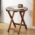 thumbnail image 4 of BplusZ Wooden Adirondack Portable Folding Side Table Round Set of 2, Brown, 4 of 6